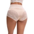 thumbnail image 3 of INSPIRE CHIC Women's Underpants Satin High Waisted Lace Trimmed Tummy Control Underwear Briefs  M Pink, 3 of 5
