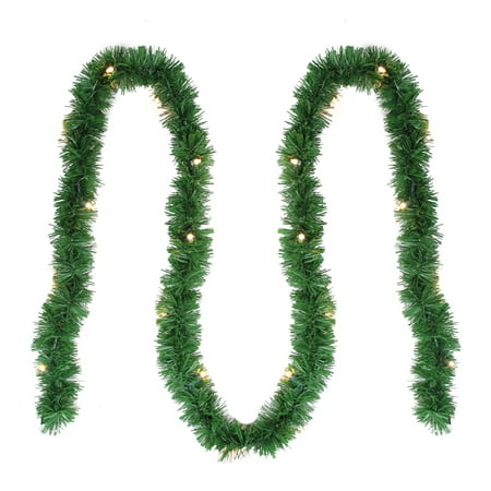 12' x 2.5” Pre-Lit Green Pine Artificial Christmas Garland - Clear