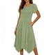 thumbnail image 3 of TaTaai Short Sleeve Flutter Sleeve Dress Women's Solid Color Round Neck Midi Dress Casual Irregular Hem Lightweight Stretchy Wear Gift, 3 of 6