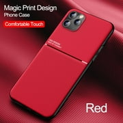 SHERVIN Slim Leather Magnetic Texture Slim Matte Back Phone Cove Cases For iPhone 13 Pro Max (Red)