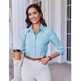 thumbnail image 7 of Zeagoo Women Work Shirts Button Down Three Quarter Sleeve Short Sleeve Office Blouses for Women, 7 of 7