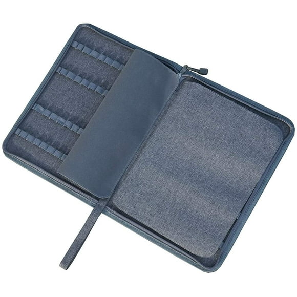 48 Fountain Pen Case Gray Color, Waterproof Canvas Pen Holder Display Pouch Bag