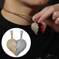 thumbnail image 2 of Collar con colgante de corazón de amor para parejas de hip hop 54x41mm, 2 of 7