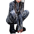 thumbnail image 4 of Michellecmm  Women Halloween Jumpsuit, Digital Print Long Sleeve Zip-Up Bodysuit, 4 of 7