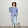 thumbnail image 2 of DHFJKG Pajamas For Women Set Flannel Winter Sleepwear Long Sleeve Loose Fit Top Elastic Waist Ankle-Tied Plaid Pants 2 Piece Loungewear Fuzzy Soft Homewear, 2 of 9