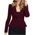 thumbnail image 2 of Htigea 2025 Fall Savingss Business Blazers Jackets for Women Long Sleeve Button Coat Trendy Solid Color Slim Blazer Jacket Fall Winter Casual Office Lapel Outwear Blouse, 2 of 5