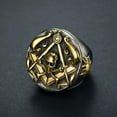 thumbnail image 2 of K-KED Mens Stainless Steel Freemason Gothic Biker Masonic Skull Ring Size 7-15-11-Gold, 2 of 6