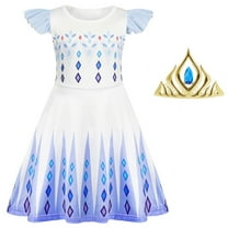 Benylion Princess Costume for Girls Birthday Party Dress Kids Halloween Cosplay Outfits with Crown for 5-6 years