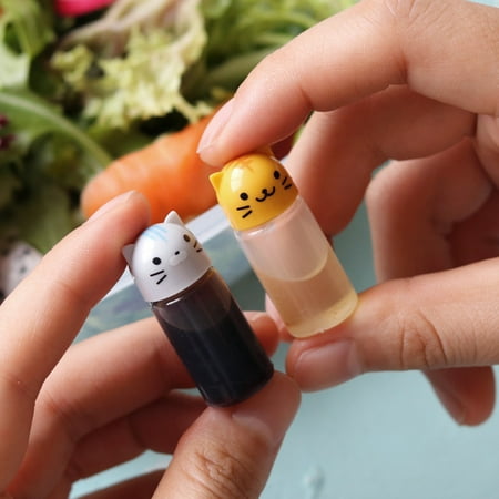 

Chicmine 1 Set Sauce Bottles Animal Pattern Transparent Mini Condiment Squeeze Salad Dressing Jars for Picnic