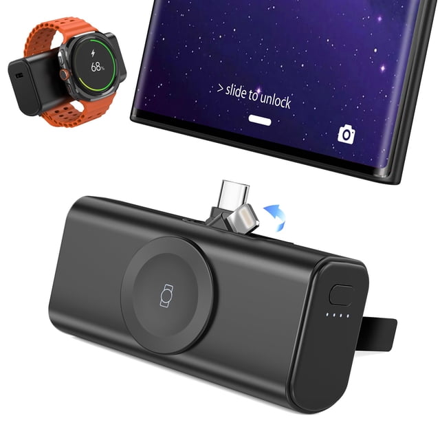doeboe para Cargador de Reloj Samsung - Cargador Portátil Magnético de 5000mAh para Galaxy Watch 8/8 Classic/Ultra/7, Mini Power Bank con USB-C, Carga para Viajes para iPhone y Dispositivos Android