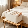 thumbnail image 5 of Large Foldable Fabric Storage Bin with Handles, Beige Closet Shelf Organizer for Clothing, Linens and Accessories, 18.90 x 12.99 Inches, 5 of 6