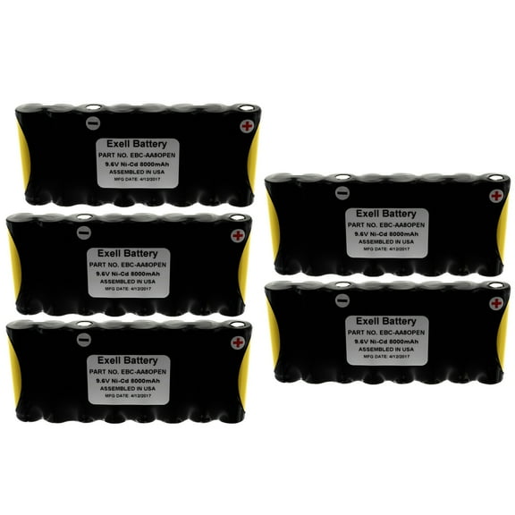 5x Exell Custom 9.6V 800mAh (8xAA) NiCd Battery Pack