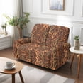 thumbnail image 3 of Jiueut Brown Leopard Lightning Print Loveseat Reclining Covers, Non Slip Sofa Slipcover Soft Reclining Couch Covers with Side Storage Pockets Set of 6, 3 of 7