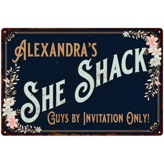 Alexandra's SHE SHACK Sign Metal Shed Tin Metal Wall Decor 8 x 12 Matte Finish Metal 108120060399