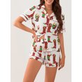 thumbnail image 3 of Christmas Pajama Set for Women Short Sleeve Tops + Elastic Waist Shorts Pjs Loungewear Set Holiday Sleepwear, 3 of 6