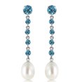 thumbnail image 2 of Galaxy Gold 14k White Gold Chandelier Earrings with Blue Topaz and Pearls, 2 of 3