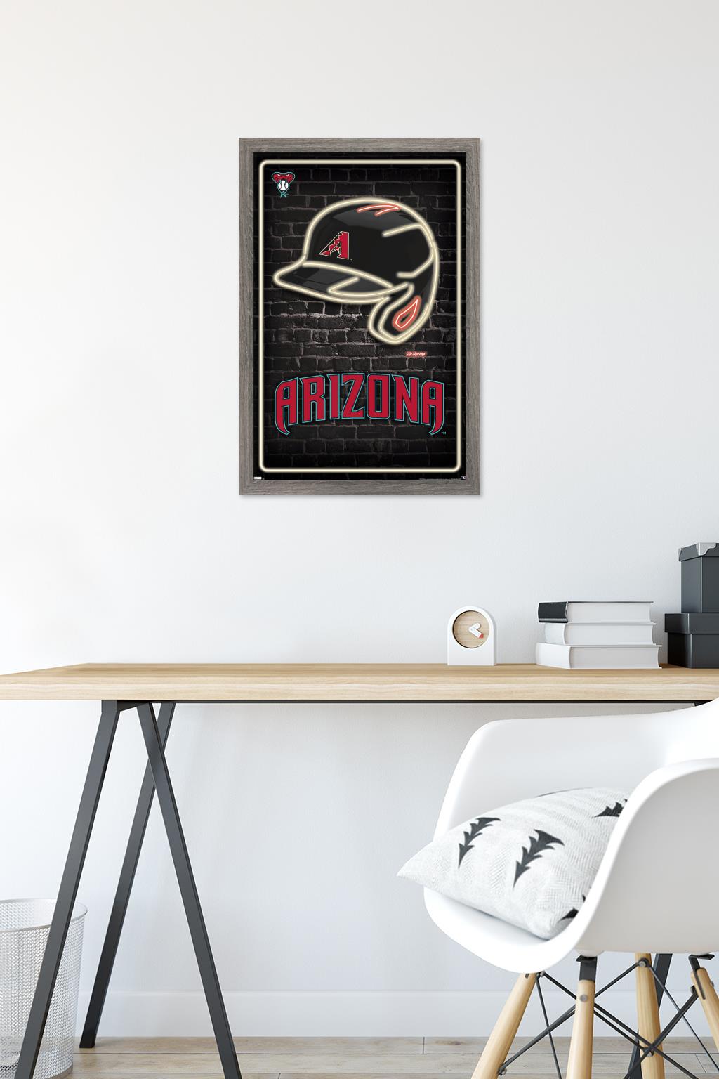 MLB Arizona Diamondbacks - Neon Helmet 23 Wall Poster, 14.725" x 22.375" Framed