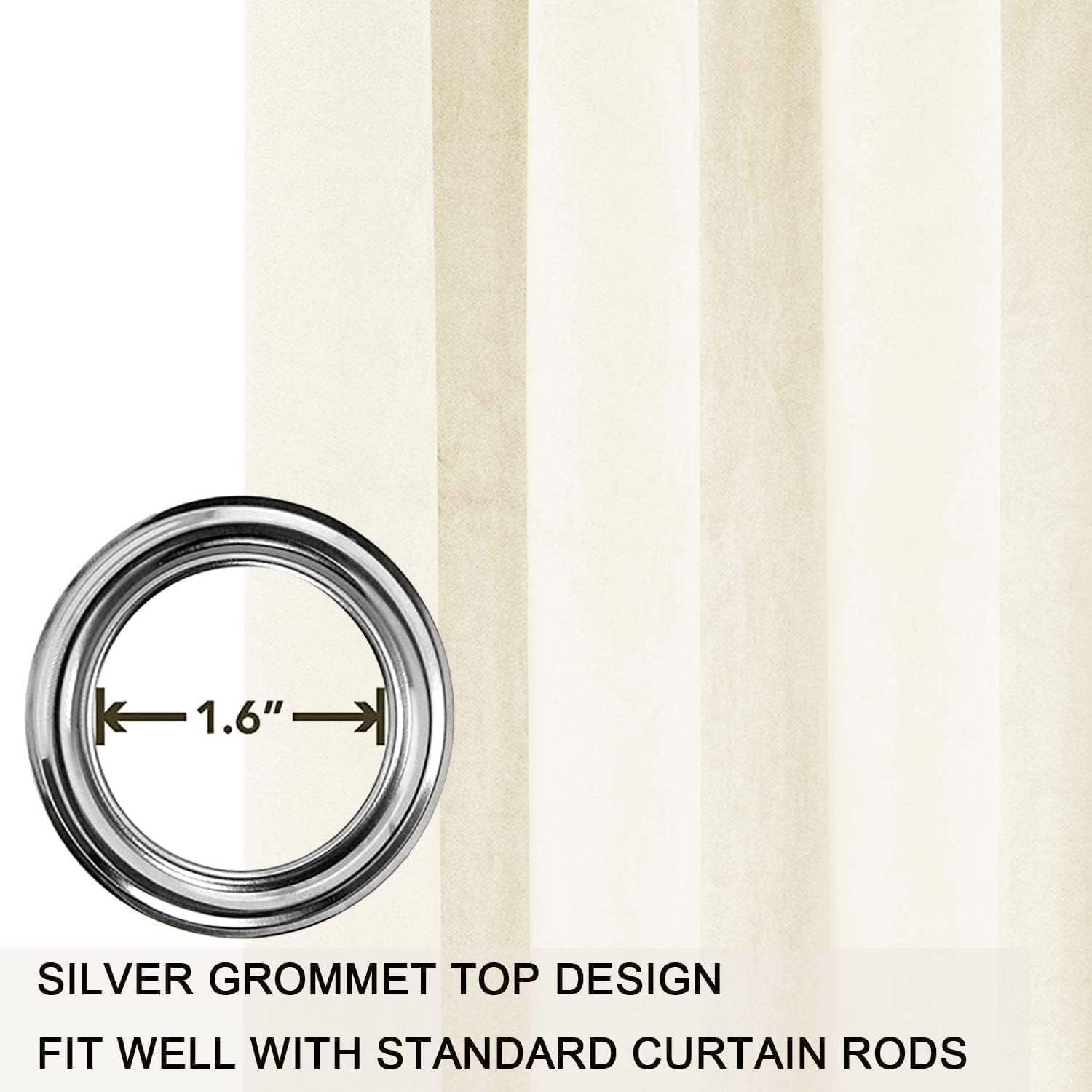 SMILETIME Ivory White 84 in Long Velvet Curtains with Grommet, Thermal Insulated Super Soft Privacy Noise Reducing Light Blocking Velvet Curtains for Living Room, 2 Panels, Each 52 x 84 inches Long