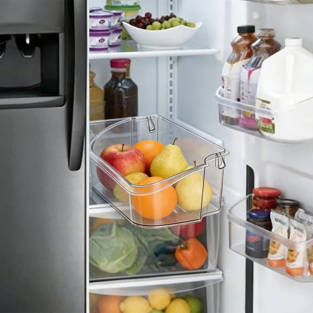 Pack of 2 Spacious Refrigerator Drawer Bins Easy Installation for Organized Food Storage PP