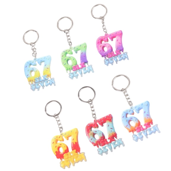 Six Seven Keychain 67 Memes Keychain Funny Gag Gift 67 Bag Charm for Purse Backpack Decorations Purse Charm Car Keyring