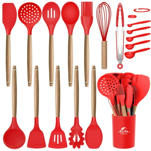 Juego de utensilios de cocina MIBOTE de silicona, 17 piezas, resistentes al calor