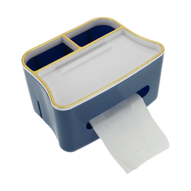 Funda para caja de pañuelos de pared única 1 Pc para mesa de dormitorio de plástico azul