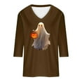 thumbnail image 5 of PNTUTB Women's Fashion Comfortable Halloween Printed 3/4 Sleeve V Neck Casual Basic Tops Blouse, 5 of 6