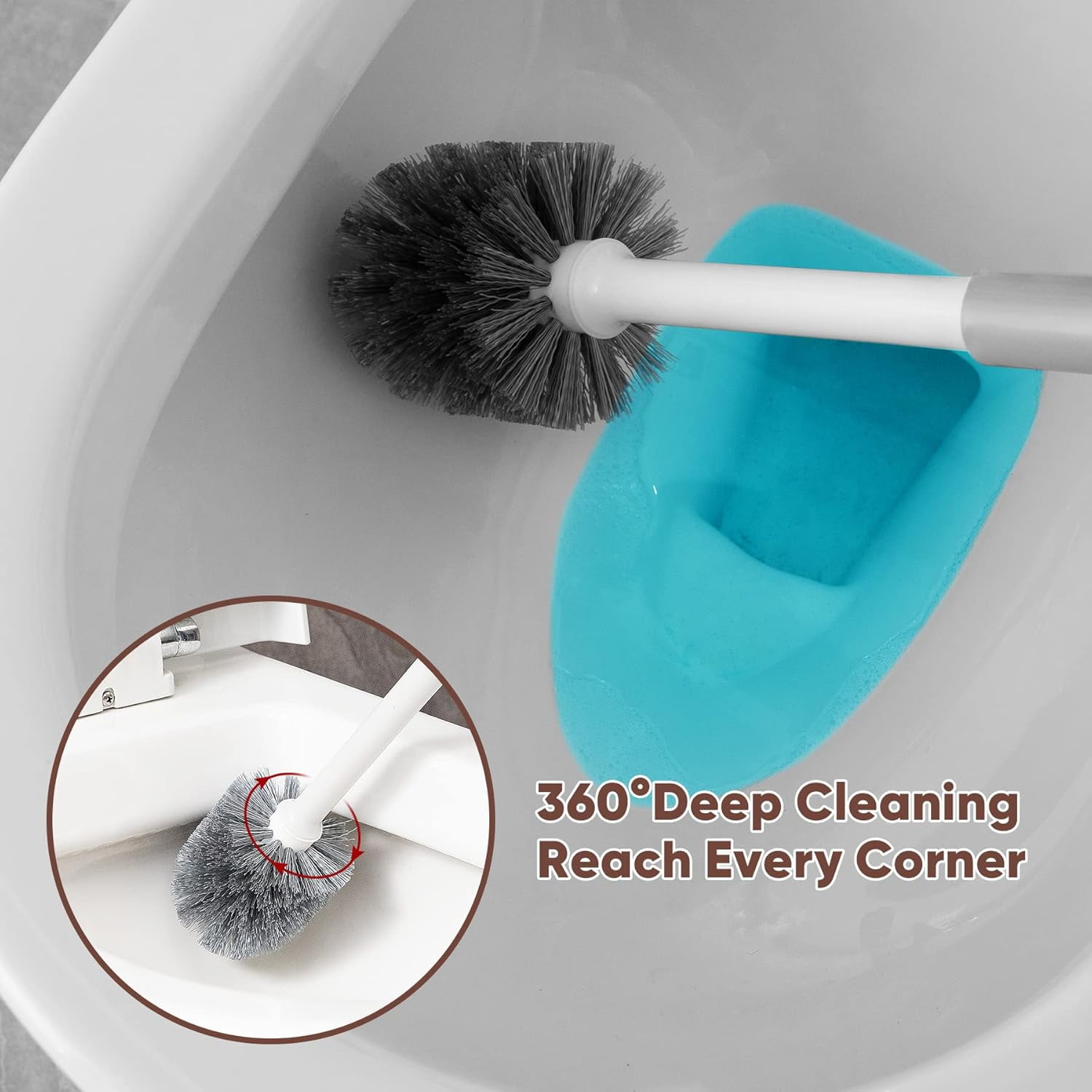 Toilet Plunger and Brush, 2 in 1 Toilet Bowl Brush Plunger Set with Holder and Caddy Stand