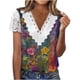 thumbnail image 1 of Tops de Manga Corta Cuello en V para las Mujeres Plegar Impreso Botón Abajo Blusa de Verano Casual, Tops de Verano de las Mujeres Cuello en V con Mangas Cortas, 1 of 5