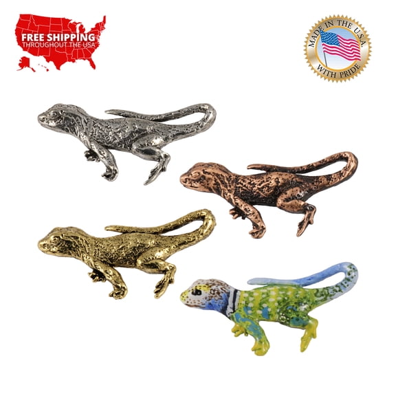 Lizard, Reptile, Squamate Reptiles, Pewter, Hat, Lapel, Brooch, Pin, Pins, Made in USA, Over 30 Reptiles Designs Available. Creative Pewter Designs. A058