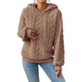 thumbnail image 3 of Suéter Holgado de Franela con Capucha para Mujer, Larga y Cálido para Invierno Caqui S, 3 of 8