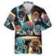 thumbnail image 4 of Camisas de playa con estampado 3D de perros y música, divertidas camisas de manga corta con un solo botón y gráfico de perro mascota para hombres, blusas con solapa, 4 of 4
