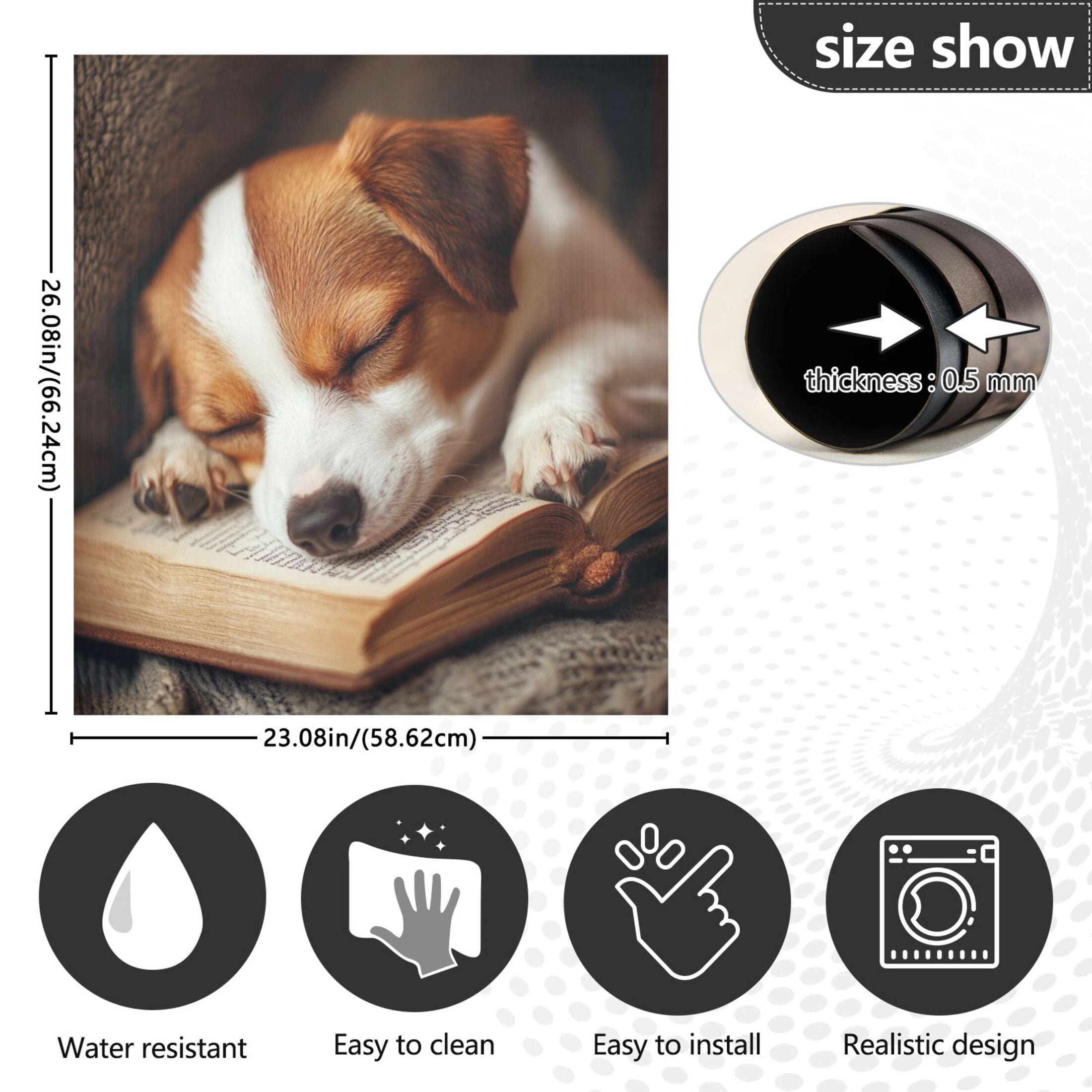 Dishwasher Magnetic Sticker 23x26 Inch Refrigerator Magnetic Sticker Washing Machine Magnetic Sticker Kitchen Panel Magnetic Sticker Home Decor Sleeping Cute Dog