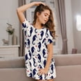 thumbnail image 3 of Fotbe Seahorses and Hearts Bata de Dormir para Mujer con Estampado, Camisón de Algodón de Manga Corta, Ropa de Dormir Casual, 3 of 6