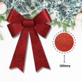 thumbnail image 3 of Red Christmas Bow Plastic Glittery Wreath Bows Holiday Thanks Giving Decorative Ornaments Perfect for Tree Filler Garland Home Door Window Decor Decorations 13x9" inches Set of 2, 3 of 7