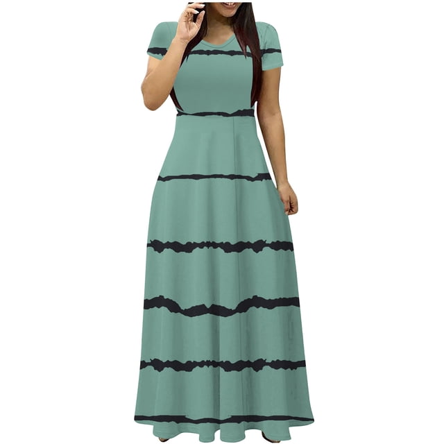 Birdeem Robe Courte à Manches Courtes Col en V Cheville Aguichant Imprimée Mode Femme Robe Longue Ajustée