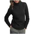 thumbnail image 2 of Sweaters for Women 2025 Hemp Pattern Turtleneck Solid Comfy Cable Knit Long Sleeve Jumper Top Womens Pullover Sweaters, 2 of 5