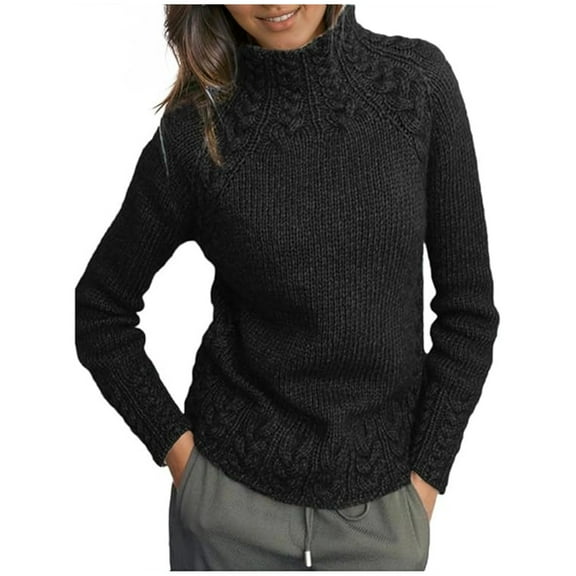 DHFJKG Women's Turtleneck Sweater Slim Fit Long Sleeve Ribbed Knit Pullover Sweater Solid Color Mockneck Lightweight Leisure Jumper Tops