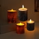 thumbnail image 1 of Set de velas LED sin llama | Textura de corteza de pino, luz parpadeante, alimentado por pilas | Tallas grandes y pequeñas, marrón | Decoración decorativa segura y sin humo para Navidad, Invierno y, 1 of 6