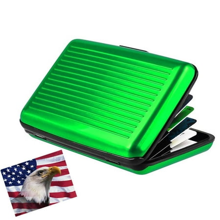 Cherry Blossom Wallet iLett. Aluminum Wallet, SMALL, Green, Resistant and Cards Protector, RFID Block, Card Holder with 6 pockets. Ultra Slim, Portable, For travel ()