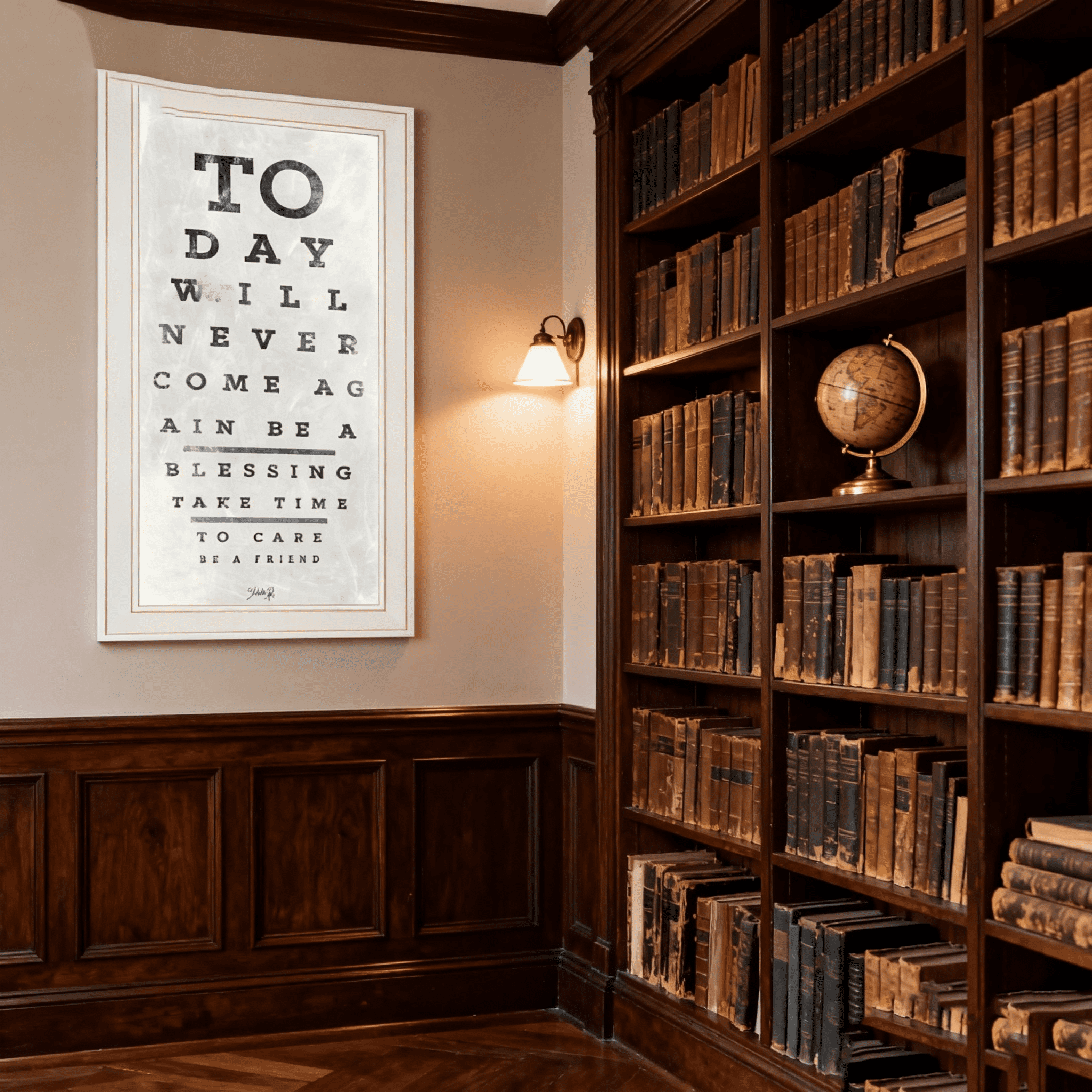 JERFIT Framed Eye Chart Print Wall Art, Vintage Snellen Test Ready to Hang Decor for Home, Office & Clinic