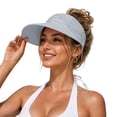 thumbnail image 2 of Gsakboxl Women UPF50+ Foldable Ponytail Sun Visor Cap, Ice Feel Lightweight Large Brim Empty Top Sports Hat for Outdoor Workout Hiking Baseball Cap Light Ashy One Size, 2 of 6