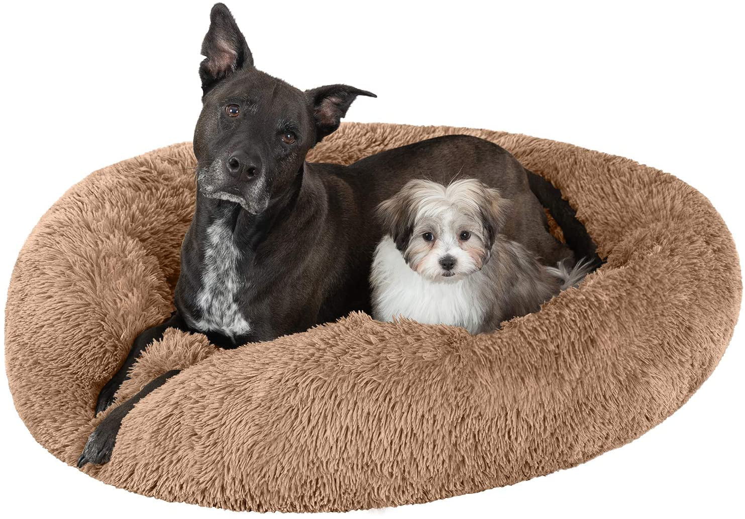 and Large Dogs Fluffy Faux Fur Dog Bed with Anti Slip Bottom for Small GM PET SUPPLIES Donut Cuddler Dog Bed Machine Washable Medium Calming Orthopedic Round Pet Bed for Dogs and Cats 