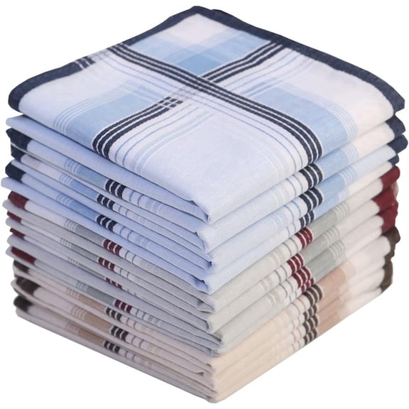 12 Pack Men's Soft White Cotton Handkerchiefs Square Pocket Hankies 40x40cm