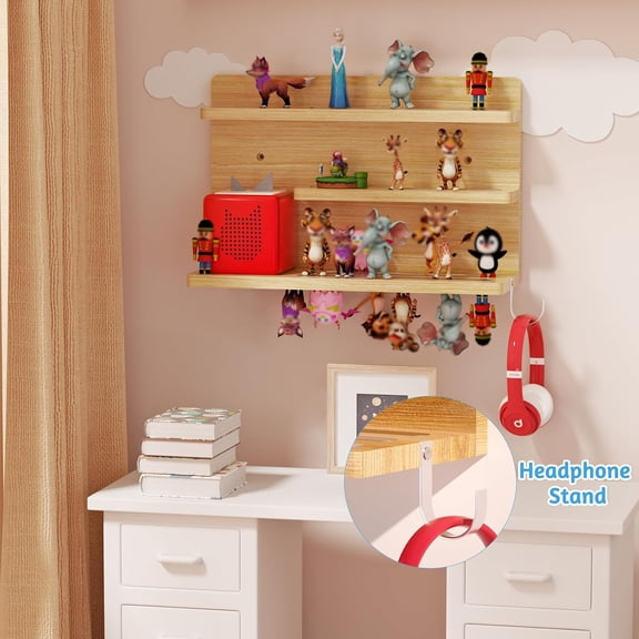 3 Tier Floating Shelf Wooden Wall Mounted Smart Buy Decorative Storage Organizer For Kids Toys Books Room