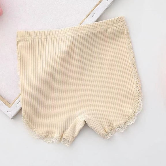 Yutk Child's Summer Girls Leggings Three Part Casual Pants Elastic Pants Shorts for Small and Medium-Sized Shildren's Outerwear Pants Beige