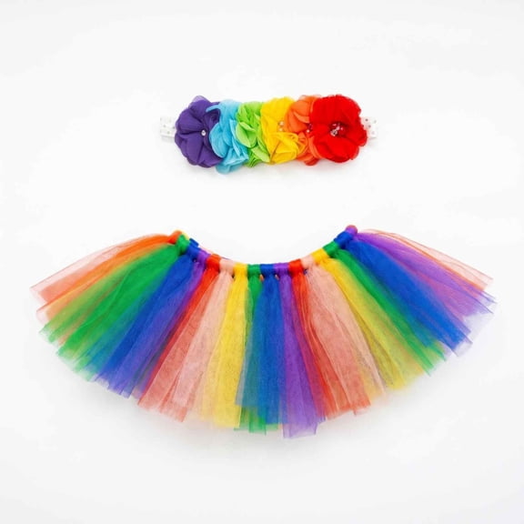 23Inch Goose Puffy Skirt Set, Rainbow Colors Tutu, Garden Porch Outfit for Pride Month, Fluffy Costume for Lawn Statue, Vibrant Outdoor Decor, No Goose