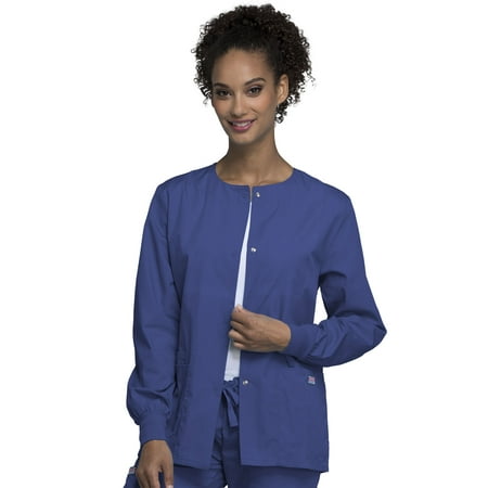 

Cherokee Workwear Prints Women s Scrubs Jacket Snap Front Warm Up 4350