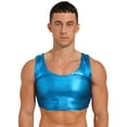 thumbnail image 1 of Yeahdor Mens Sleeveless Vest Tank Top Metallic Crop Top Pole Dance Costume Rave Party Clubwear Lake Blue One Size, 1 of 7