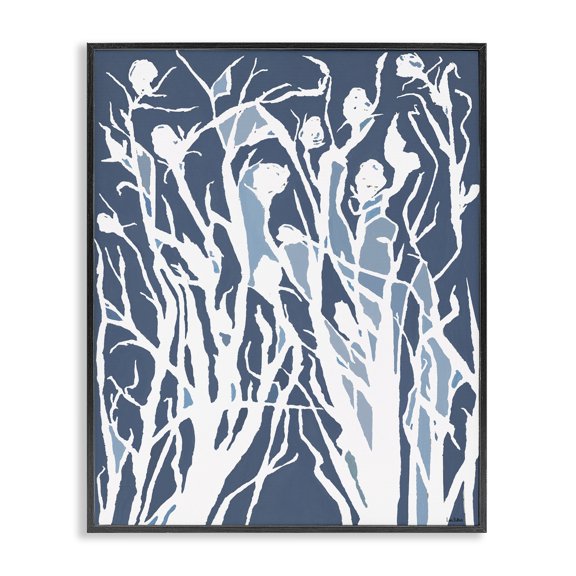 Stupell Industries Modern Abstract Botanical Silhouettes Blue Black Framed Giclee Art, 11 x 14, by Lori Dubois